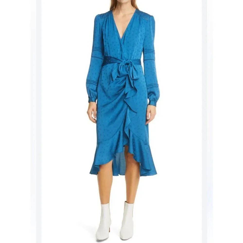 VERONICA BEARD MIRIAM TIE WAIST LONG SLEEVE MIDI CERULEAN BLUE
EE18
